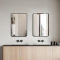 Black 24X32 Inch Metal Rectangle Barhroom Mirror Black Classic Mdf Glass Aluminium Alloy