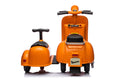 6V Licensed Vespa Scooter Motorcycle With Side Car For Kids, Orange Orange Chrome