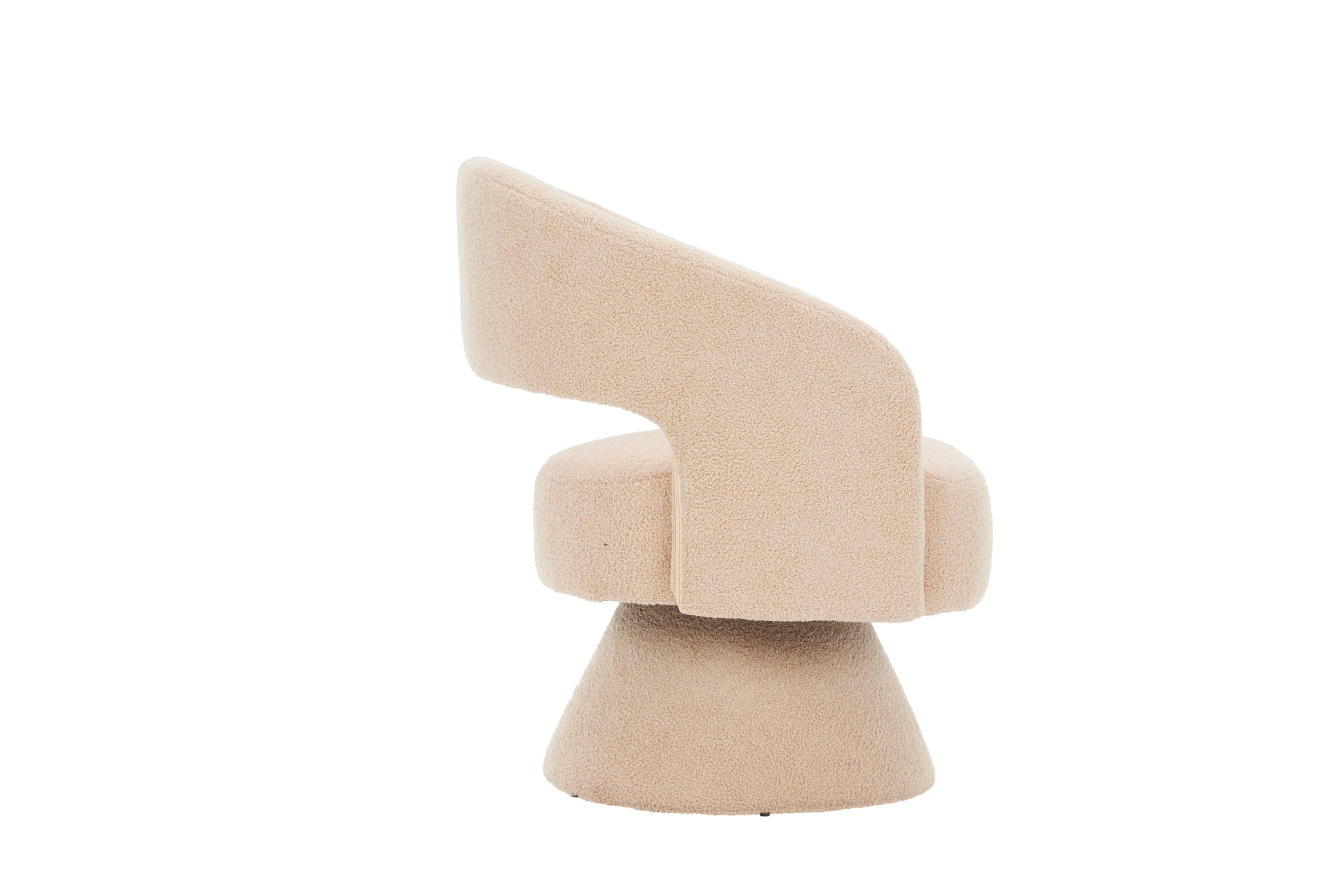 Swivel Accent Chair Armchair, Round Barrel Chair In Fabric For Living Room Bedroom,Nude Teddy Cream Faux Fur