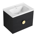 28 Inch Wall Mounted Bathroom Vanity With Sink, For Small Bathroom Kd Packing 2 Black Chestnut Bathroom Wall Mounted Modern Plywood