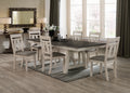 Cottage Style 1Pc Extendable Dining Table Chalk Gray Tow Tone Finish Dining Room Wooden Furniture Two Self Storing Refectory Leaves Trestle Legs Cream Dining Room Transitional Wood