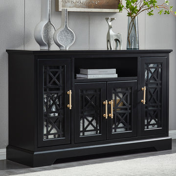 Sideboard Buffet Table With Doors Black Primary Living Space Mdf