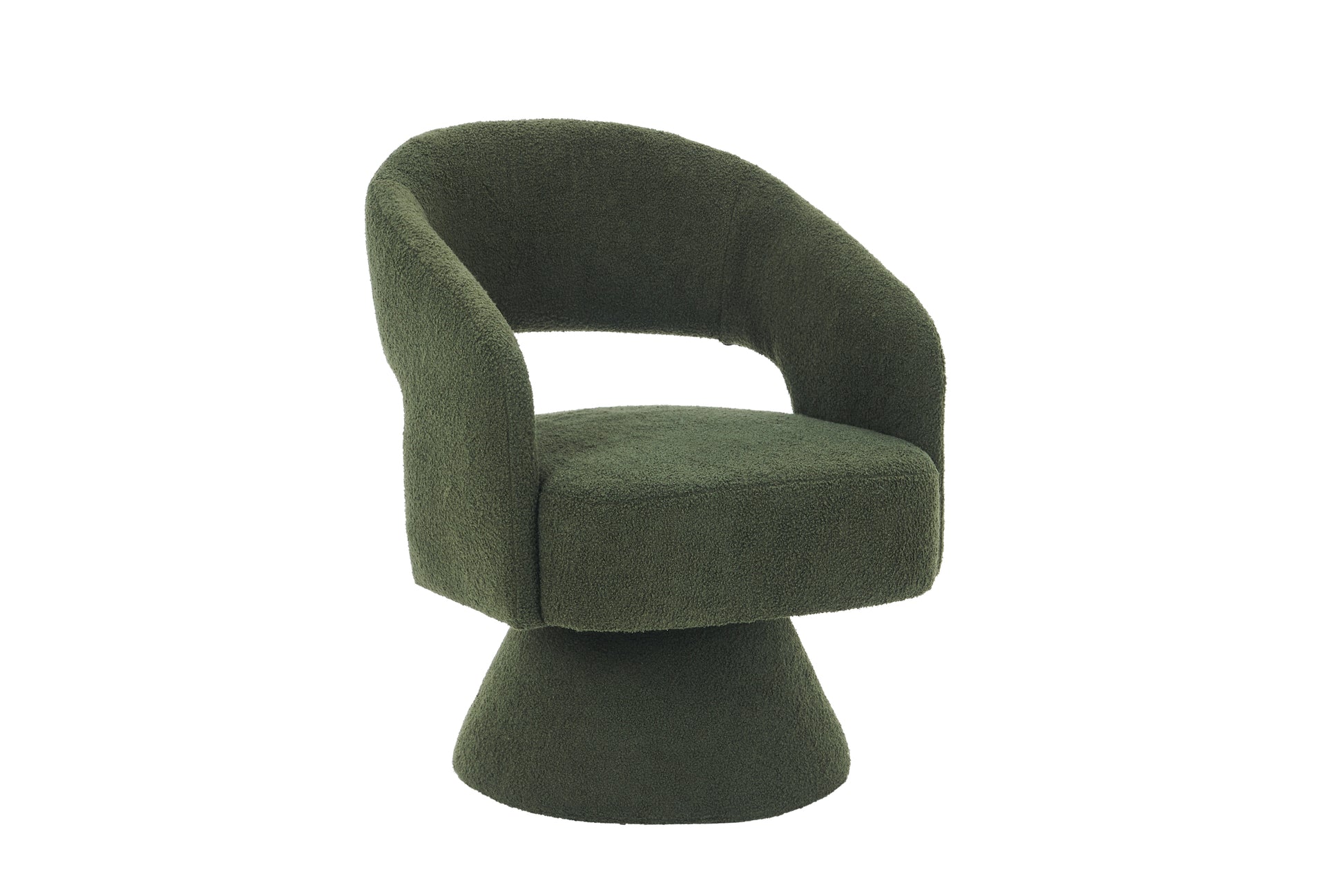 Swivel Accent Chair Armchair, Round Barrel Chair In Fabric For Living Room Bedroom,Green Teddy Green Foam Faux Fur