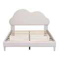 Full Size Upholstered Cloud Shape Bed ,Velvet Platform Bed With Headboard,No Box Spring Needed,Beige Beige Velvet