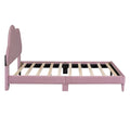 Full Size Upholstered Cloud Shape Bed ,Velvet Platform Bed With Headboard,No Box Spring Needed,Pink Pink Velvet