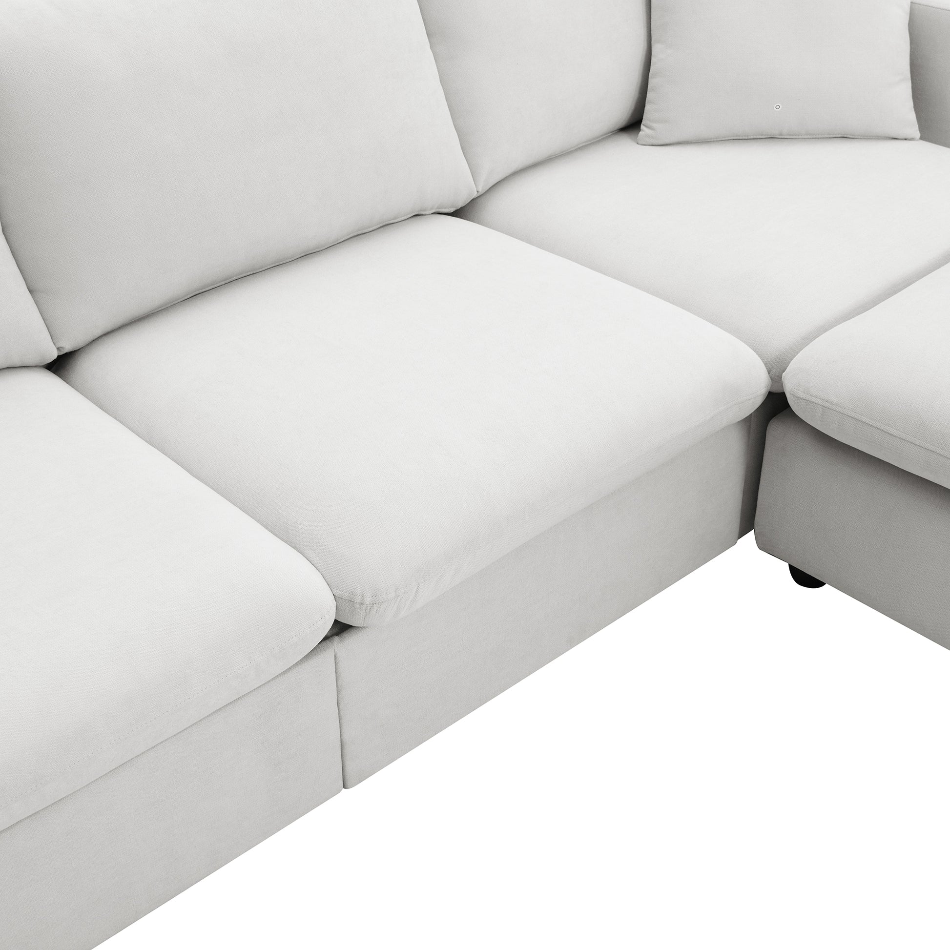 100.4*64.6" Modern Sectional Sofa,L Shaped Couch Set With 2 Free Pillows,4 Seat Polyester Fabric Couch Set With Convertible Ottoman For Living Room, Apartment, Office,4 Colors White Polyester 3 Seat