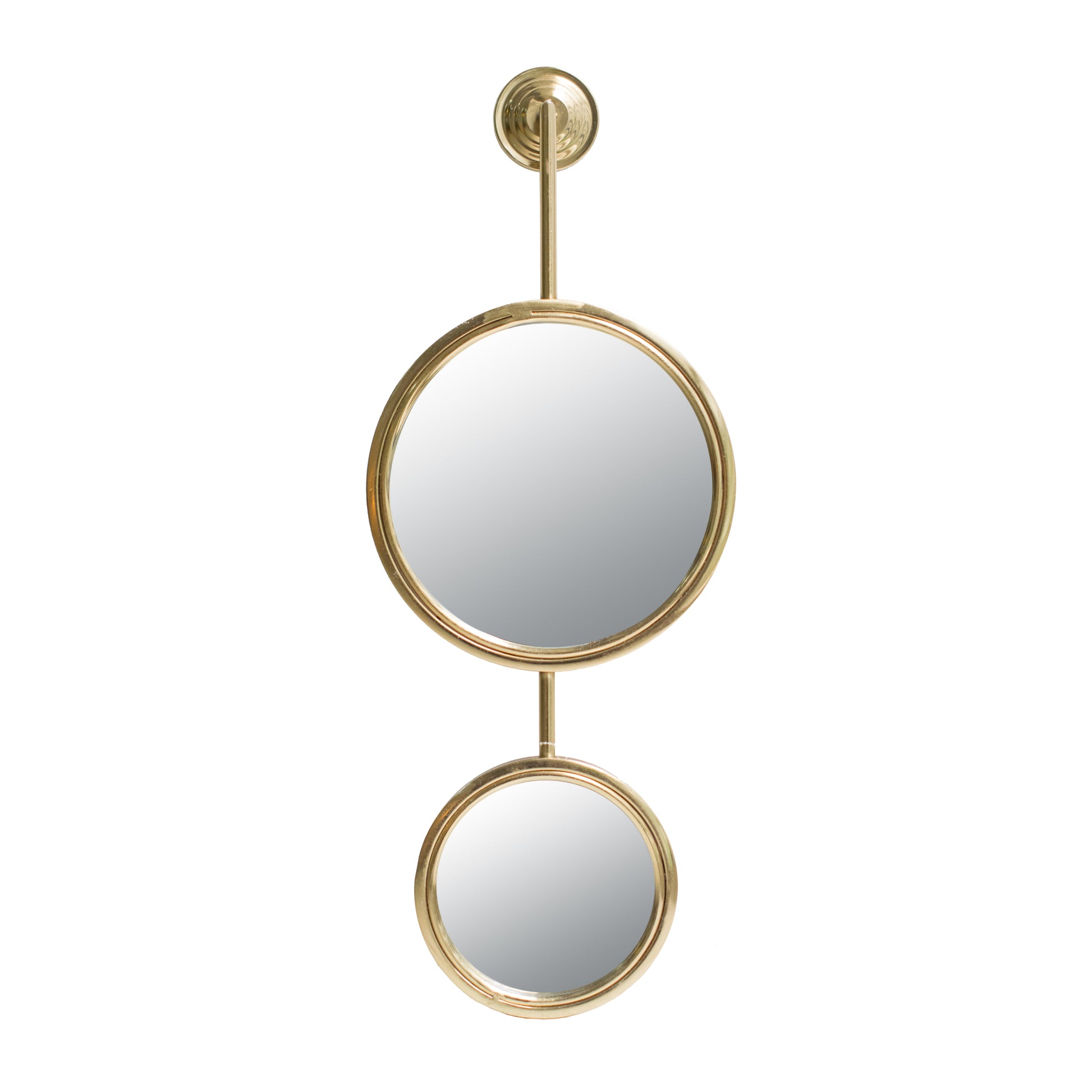 2 Circle Mirrors For Wall Decor, Unique Contemporary Wall Mirror For Living Room Bedroom Entryway,11" X 28.5" Gold Iron