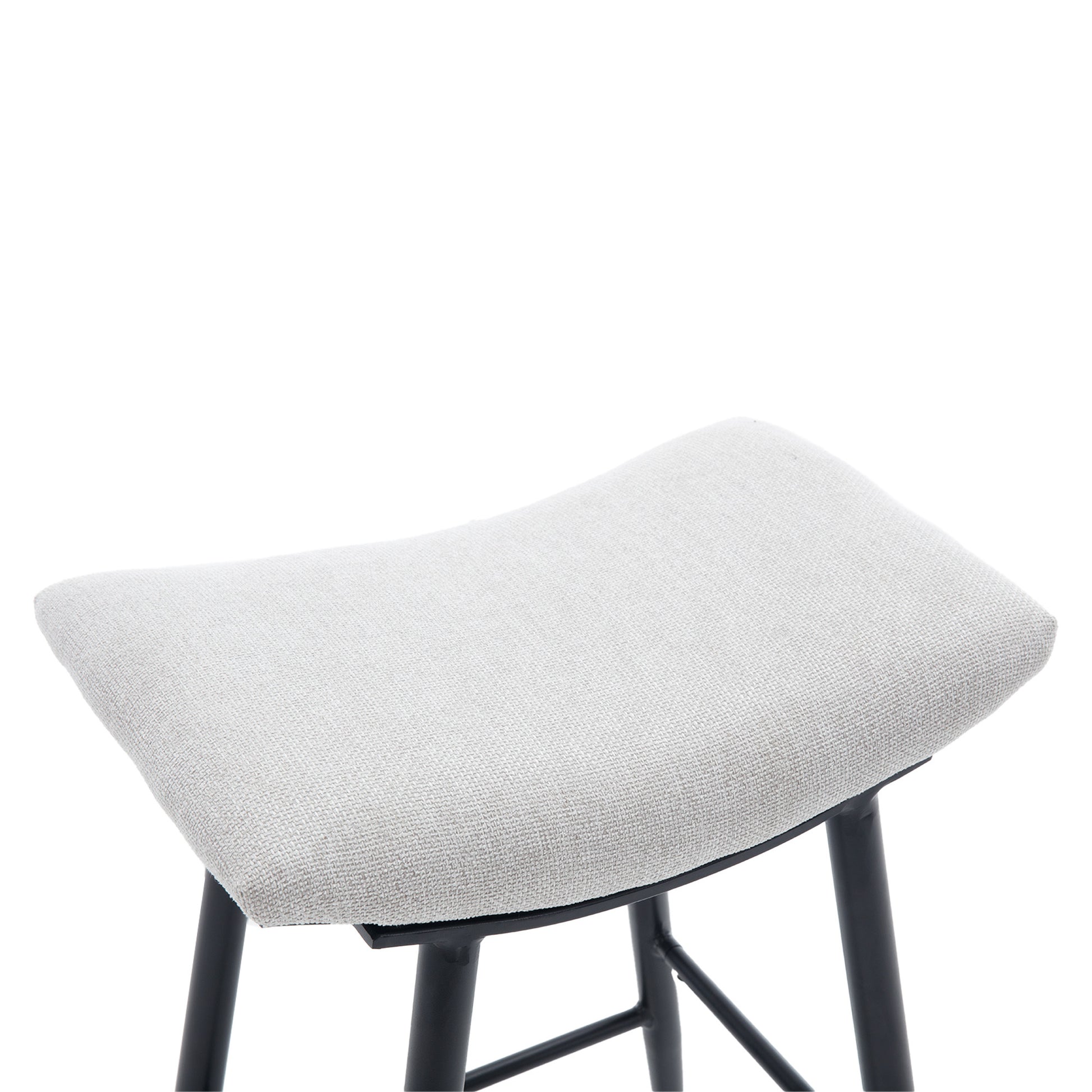 Bar Stools Set Of 2 Armless Counter Low Bar Stools Without Back Modern Linen Fabric Breakfast Stools With Metal Leg And Footrest,Beige Gray Pale Blue Beige Kitchen Foam Dry Clean Modern Bar Stools Foam Linen