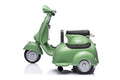 6V Licensed Vespa Scooter Motorcycle With Side Car For Kids, Green Green Under 50 Lbs Chrome