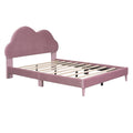 Full Size Upholstered Cloud Shape Bed ,Velvet Platform Bed With Headboard,No Box Spring Needed,Pink Pink Velvet