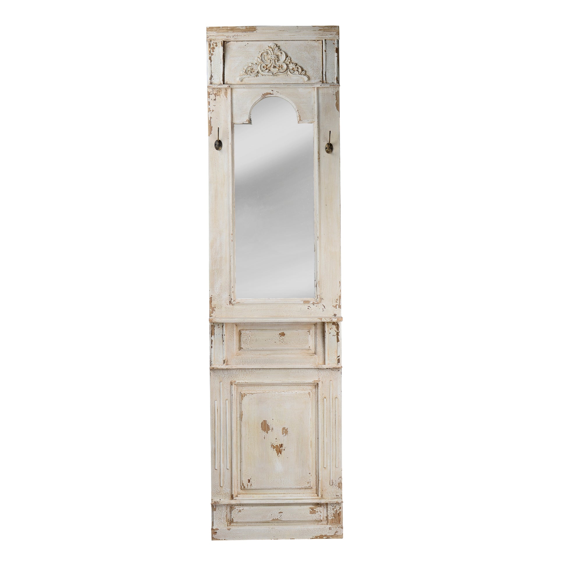 20" X 76" Classic Vintage Antique White Wall Mirror, French Country Wall Decor White Wood Glass