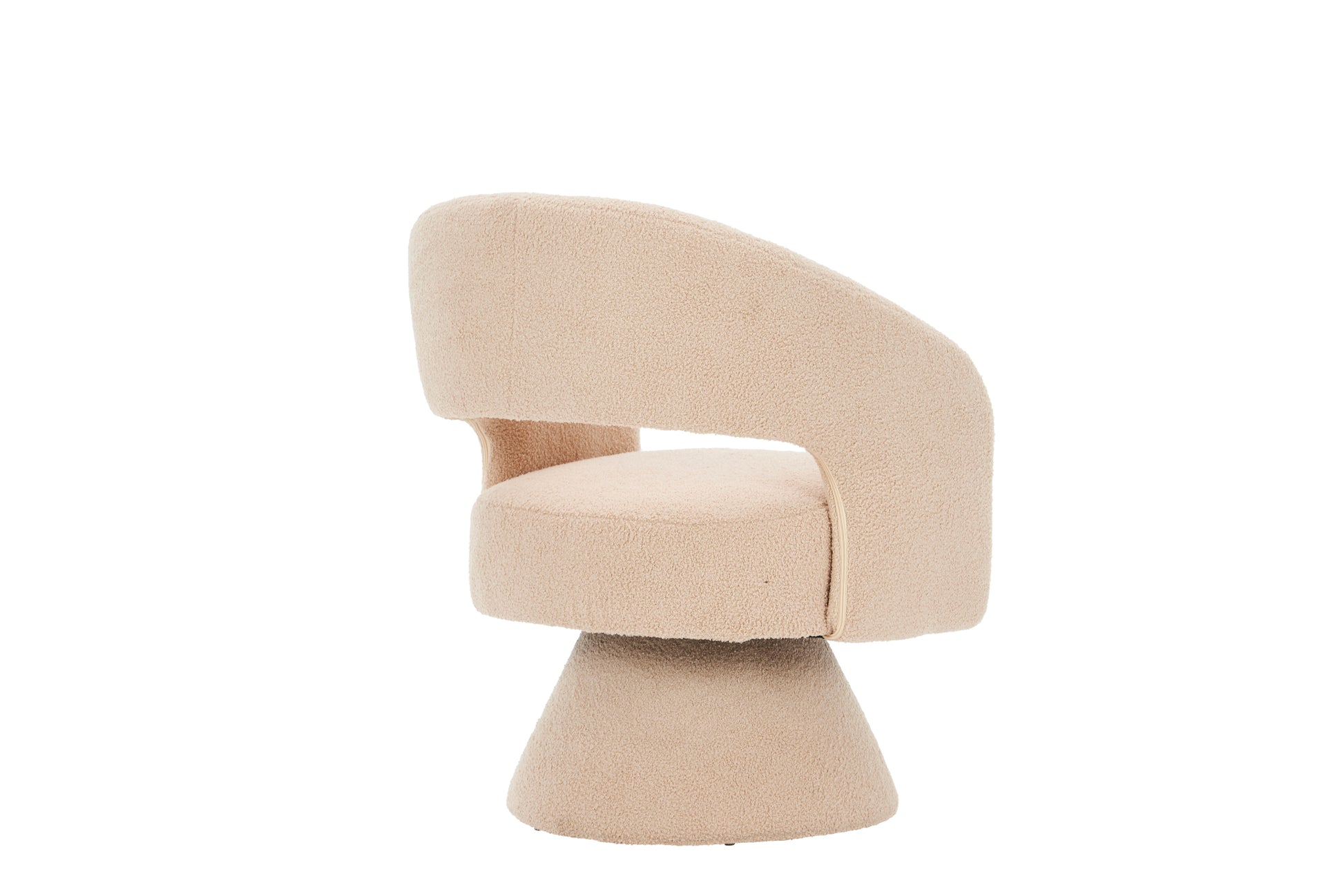 Swivel Accent Chair Armchair, Round Barrel Chair In Fabric For Living Room Bedroom,Nude Teddy Cream Faux Fur