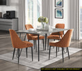 Modern Sleek Design 5Pc Dining Set Table And 4X Side Chairs Orange Velvet Casual Metal Frame Stylish Dining Furniture Wood Orange Dining Room 60 Inches Casual,Modern Rectangular Dining Table With Chair Metal