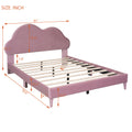 Full Size Upholstered Cloud Shape Bed ,Velvet Platform Bed With Headboard,No Box Spring Needed,Pink Pink Velvet