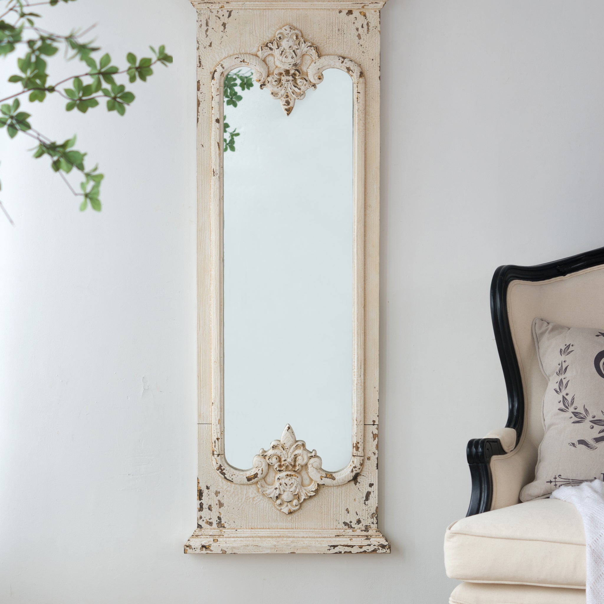 21.5" X 59" Full Length Mirror With Solid Wood Frame, Floor Mirror For Living Room Bedroom Entryway White Wood Glass