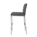 Modern Design High Counter Stool Electroplated Leg Kitchen Restaurant Grey Pu Bar Chair Set Of 2 Grey Foam