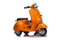 6V Licensed Vespa Scooter Motorcycle With Side Car For Kids, Orange Orange Chrome