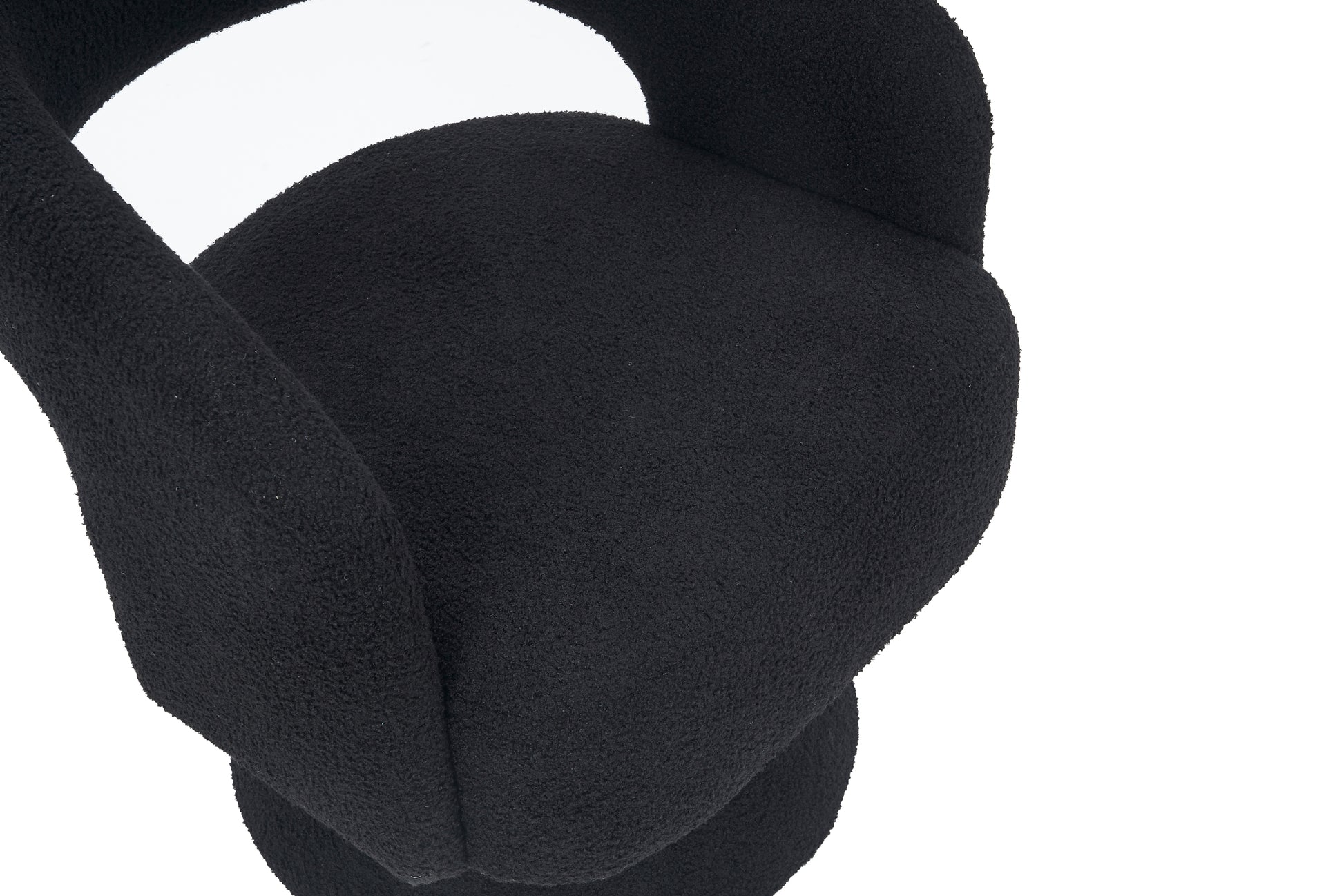 Swivel Accent Chair Armchair, Round Barrel Chair In Fabric For Living Room Bedroom,Black Teddy Black Foam Faux Fur