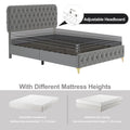 Full Platform Bed Frame With Pneumatic Hydraulic Function, Velvet Upholstered Bed With Deep Tufted Buttons, Lift Up Storage Bed With Hidden Underbed Oversized Storage, Gray Full Grey Velvet