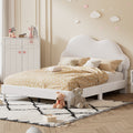 Full Size Upholstered Cloud Shape Bed ,Velvet Platform Bed With Headboard,No Box Spring Needed,Beige Beige Velvet