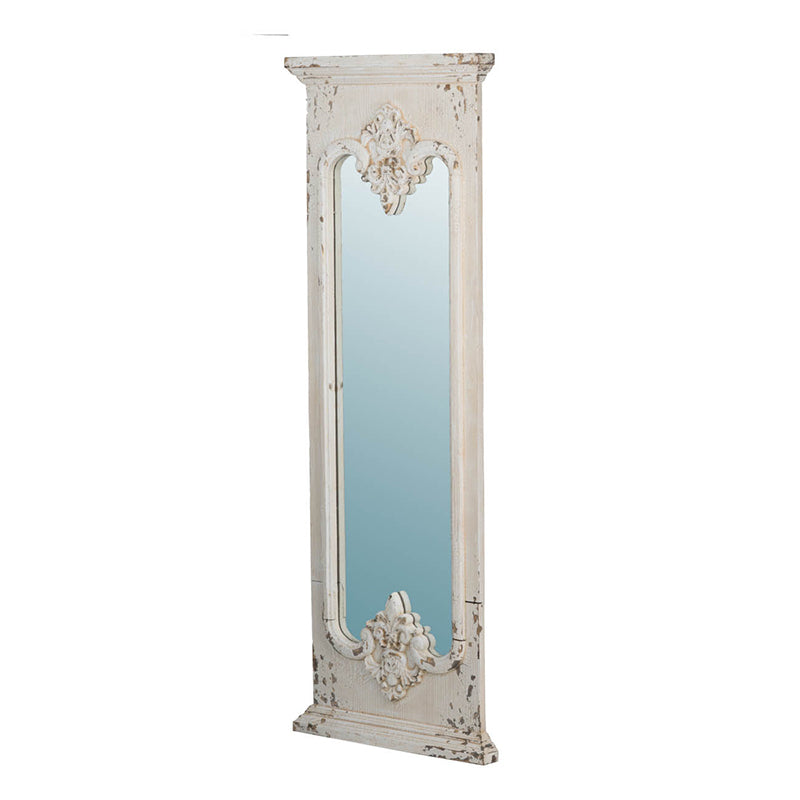 21.5" X 59" Full Length Mirror With Solid Wood Frame, Floor Mirror For Living Room Bedroom Entryway White Wood Glass