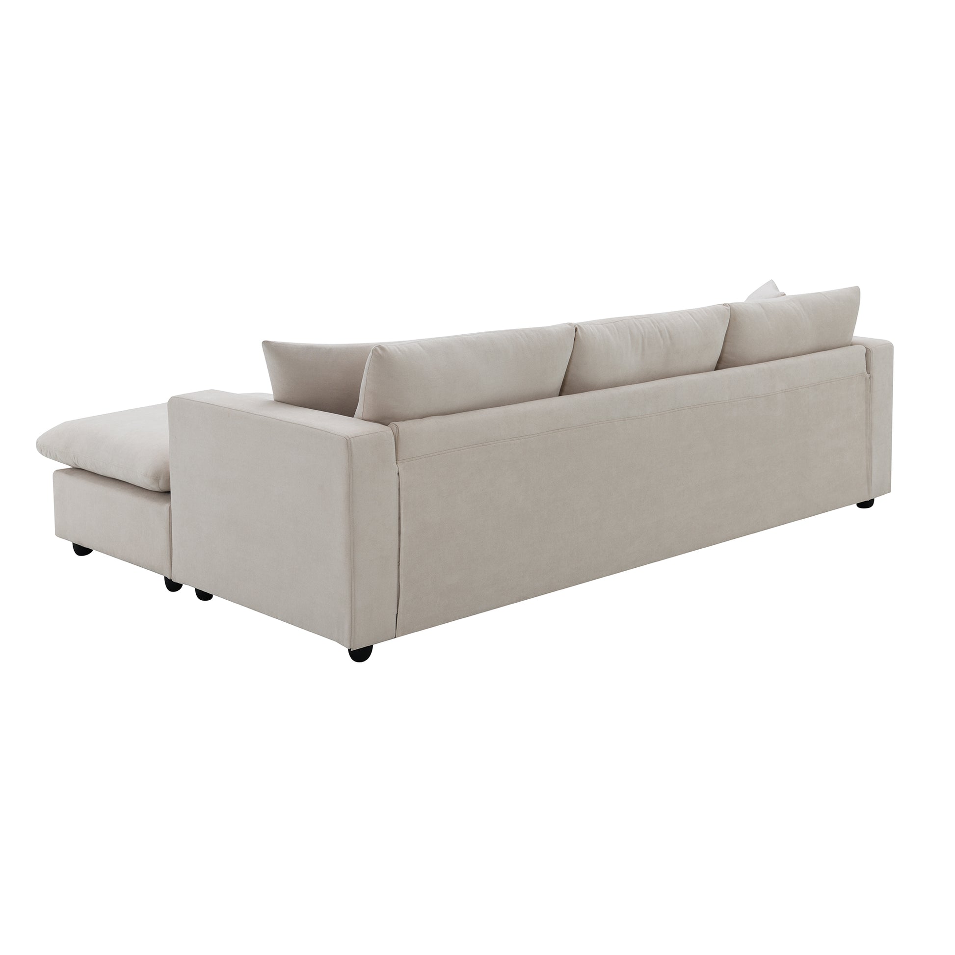 100.4*64.6" Modern Sectional Sofa,L Shaped Couch Set With 2 Free Pillows,4 Seat Polyester Fabric Couch Set With Convertible Ottoman For Living Room, Apartment, Office,4 Colors Beige Polyester 3 Seat