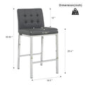 Modern Design High Counter Stool Electroplated Leg Kitchen Restaurant Grey Pu Bar Chair Set Of 2 Grey Foam