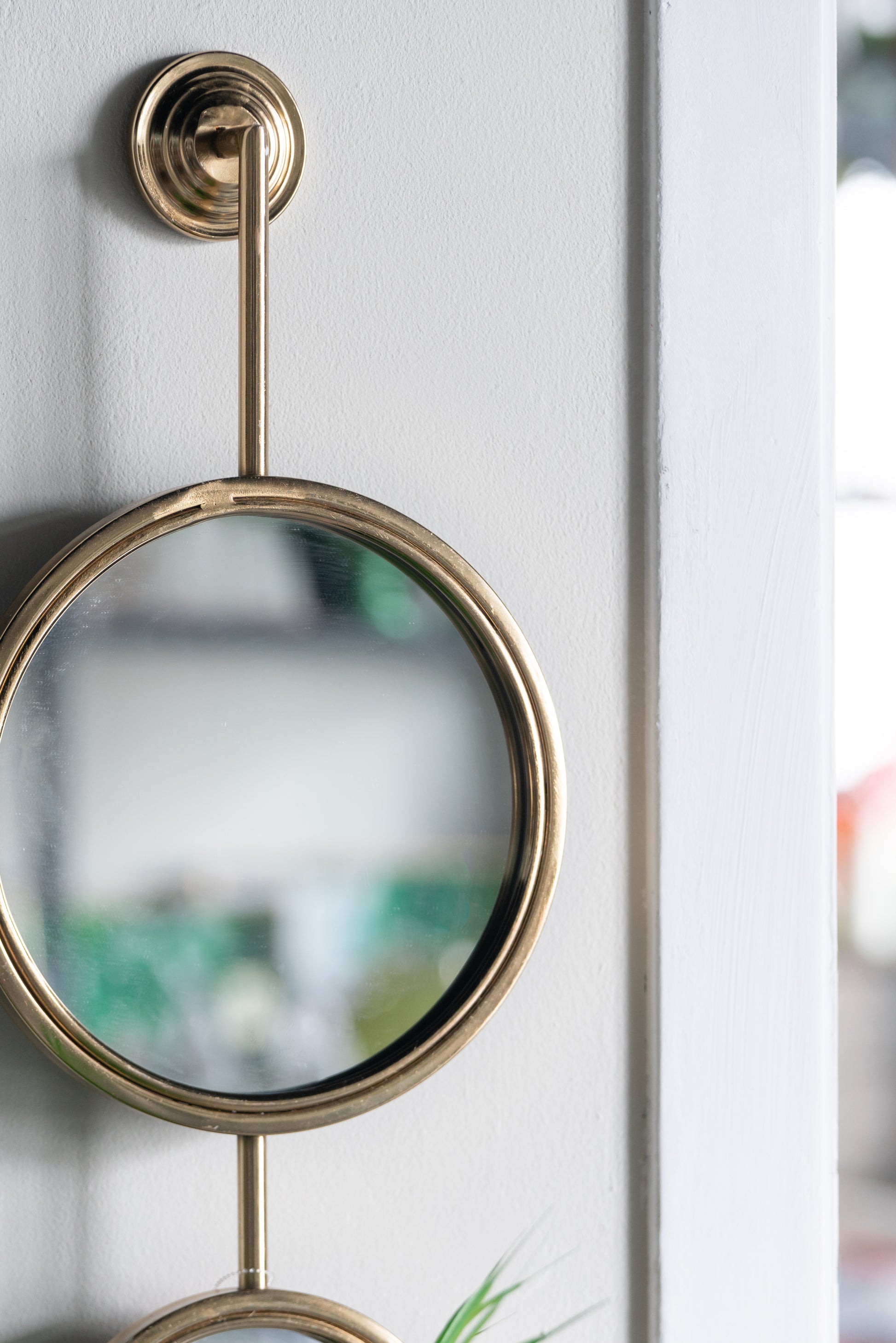 2 Circle Mirrors For Wall Decor, Unique Contemporary Wall Mirror For Living Room Bedroom Entryway,11" X 28.5" Gold Iron