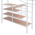 Full Size Metal Loft Bed With Desk And Lateral Storage Ladder, White White Metal