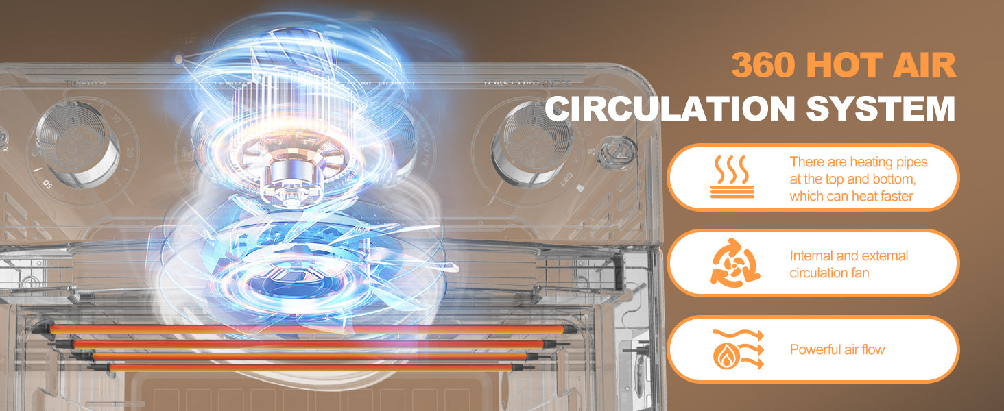 Geek Chef 6 Slice 26Qt 26L Air Fryer Fry Oil Free, Extra Large Toaster Oven Combo, Air Fryer Oven, Roast, Bake, Broil,Convection Countertop Oven, Accessories Included, Stainless St Ban On Silver Stainless Steel