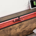 King Bed Frame, Storage Headboard With Charging Station, Solid And Stable, Noise Free, No Box Spring Needed, Easy Assembly King Antique Brown Metal Bedroom Bed Frame Metal & Wood