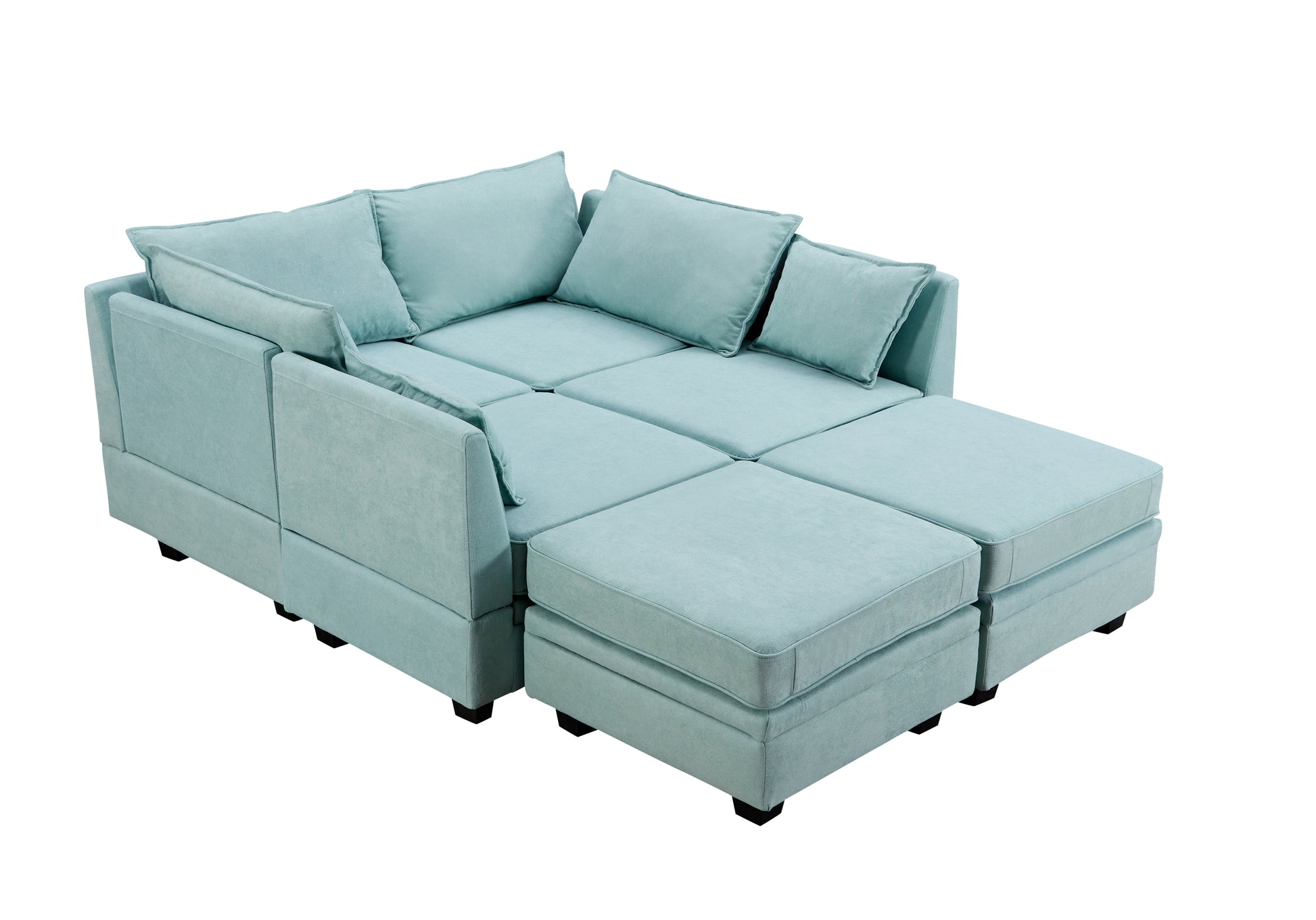 Modern Large U Shape Modular Sectional Sofa, Convertible Sofa Bed With Reversible Chaise For Living Room, Storage Seat Light Green Linen