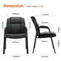 Leather Conference Room Chairs With Padded Arms,Eception Chairs,Office Guest Chairs,1P Black Iron
