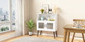 Sideboard, Bufft Cabinet, Side Dining Table, Glass Door, 1Pc Per Ctn Cream White Mdf Glass