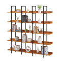 5 Tier Bookcase Home Office Open Bookshelf, Vintage Industrial Style Shelf, Mdf Board, Black Metal Frame, Brown Black Brown Mdf Steel