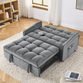 Loveseats Sofa Bed With Pull Out Bed,Adjsutable Back And Two Arm Pocket,Typec And Usb Charging With Copper Nail,Grey 47