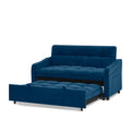 Loveseats Sofa Bed With Pull Out Bed,Adjsutable Back And Two Arm Pocket,Typec And Usb Charging With Copper Nail,Blue 47