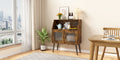 Sideboard, Bufft Cabinet, Side Dining Table, Glass Door, 1Pc Per Ctn, Brown, Industry Brown Mdf Glass