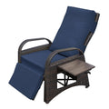 Outdoor Recliner Chair,Separate Adjustment Mechanism Pe Wicker Adjustable Reclining Lounge Chair And Removable Soft Cushion,Modern Armchair And Ergonomic For Home, Sunbathing Or Relaxation Navy Blue Navy Blue Rust Resistant Frame Water Resistant Cushion