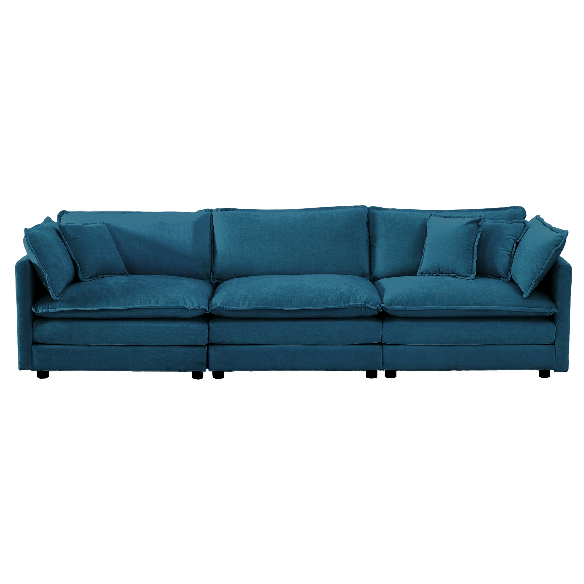 Alternative Sofa Round Armrests For 2 Seater Sofa, 3 Seater Sofa And 4 Seater Sofa, Blue Chenille Blue Chenille