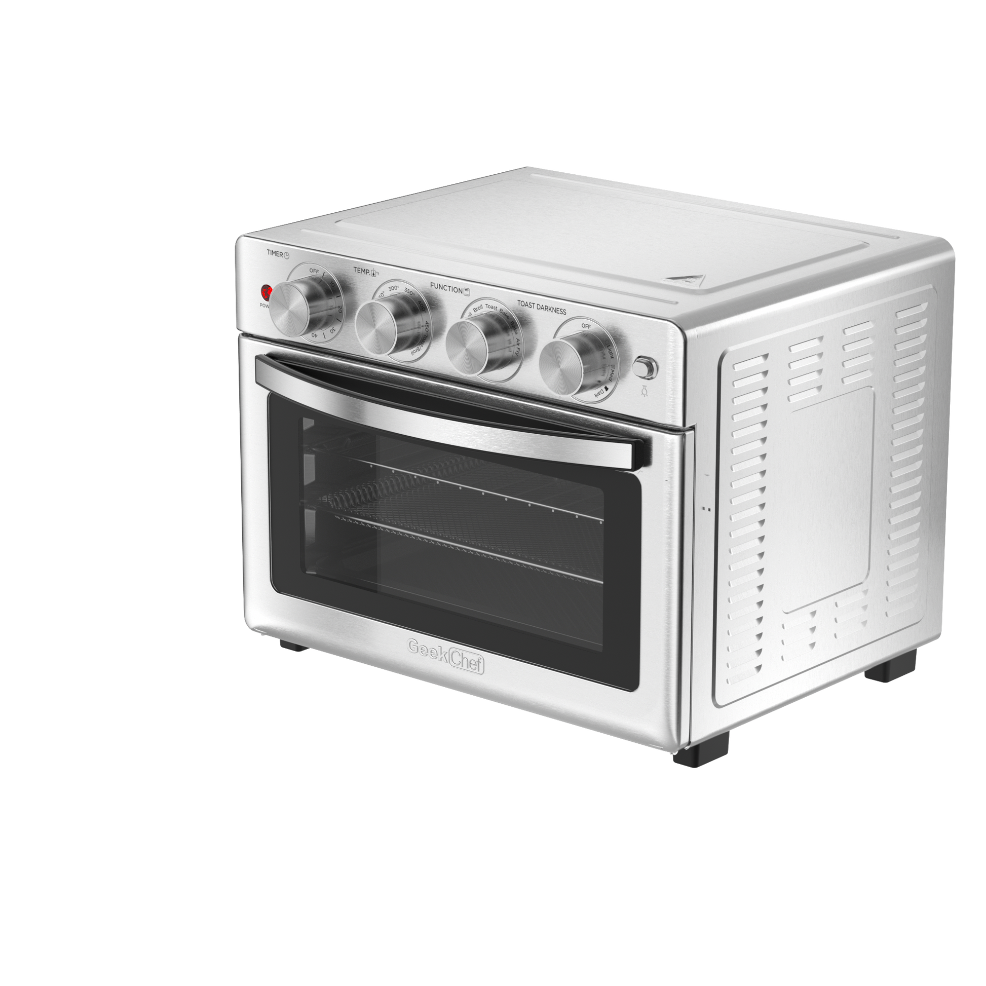 Geek Chef 6 Slice 26Qt 26L Air Fryer Fry Oil Free, Extra Large Toaster Oven Combo, Air Fryer Oven, Roast, Bake, Broil,Convection Countertop Oven, Accessories Included, Stainless St Ban On Silver Stainless Steel