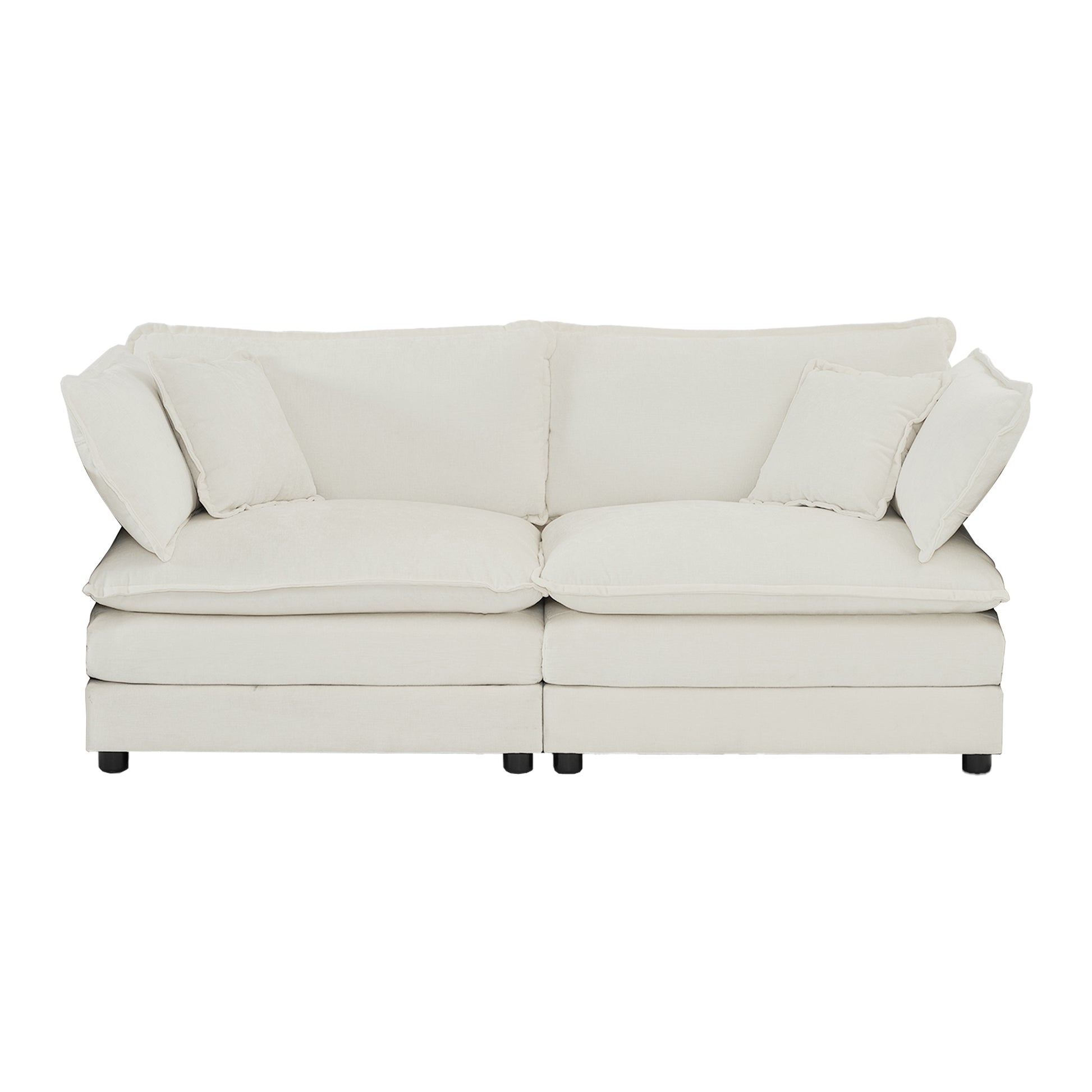 Armless Deep Seat 2 Seater Chenille Fabric Sofa To Combine With Alternative Arms And Single Armless Sofawhite Chenille White Chenille 2 Seat