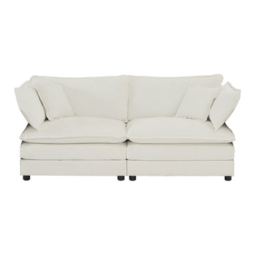 Armless Deep Seat 2 Seater Chenille Fabric Sofa To Combine With Alternative Arms And Single Armless Sofawhite Chenille White Chenille 2 Seat