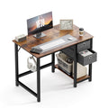 Modern Simple Style Home Office Writing Desk With 2 Tier Drawers Storage,Vintage Rustic,47In Brown Iron