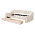 Twin Size Upholstered Daybed With Storage Armrests And Usb Port, Beige Beige Upholstered