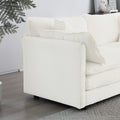 Modern Fabric Loveseat Sofa Couch For Living Room, Upholstered Large Size Deep Seat 2 Seat Sofa With 4 Pillows ,White Chenille White Chenille 2 Seat