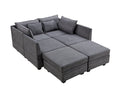 Modern Large U Shape Modular Sectional Sofa, Convertible Sofa Bed With Reversible Chaise For Living Room, Storage Seat Dark Grey Linen