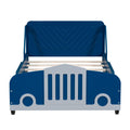 Twin Size Car Shaped Platform Bed With Wheels,Blue Blue Plywood