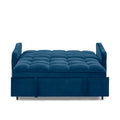 Loveseats Sofa Bed With Pull Out Bed,Adjsutable Back And Two Arm Pocket,Typec And Usb Charging With Copper Nail,Blue 47