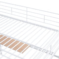Full Size Metal Loft Bed With Desk And Metal Grid, Stylish Metal Frame Bed With Lateral Storage Ladder And Wardrobe, White White Metal